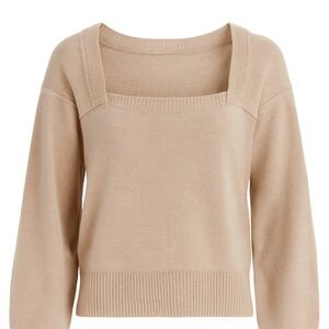 Ann Taylor Beige Square‑Neck Sweater